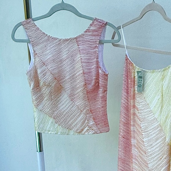 Y2K Caché 100% Silk Sunset Multicolor Fully Beaded Top & Skirt Set Size XS - Picture 2 of 7